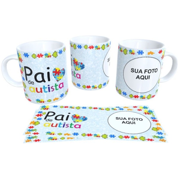 Caneca Personalizada Pai de Autista + Foto