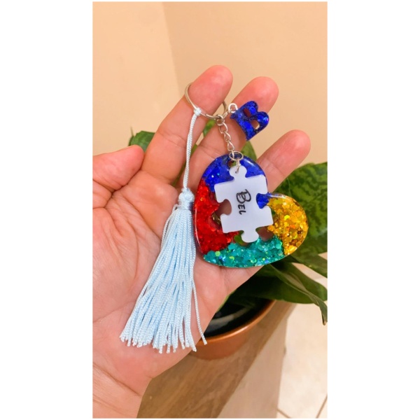 Chaveirinho Personalizado Coração Autismo + Acessório